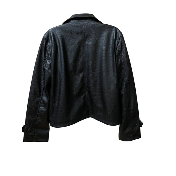 Marc New York New Black Crocodile Faux Leather Jacket With Notched Lapel - Picture 4 of 9